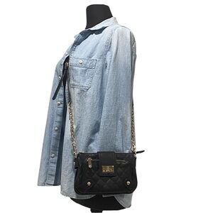 Charming Charlie Black Quilted Evening Formal Crossbody Gold Chain - NWOT